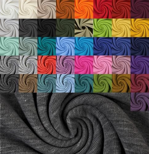 Generisch Wintersweat Meterware Uni - Sweatshirt Stoff meliert - Baumwoll Sweat zweifarbig - weicher Stoff für Pullover/Hoodies - ÖkoTex 100 *Ab 50cm, Farbe: 068 weiß d.grau