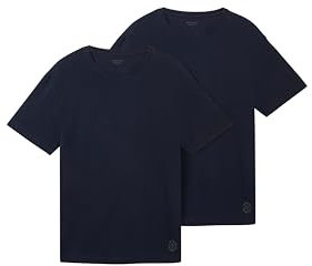 TOM TAILOR Herren 1042385 Basic T-Shirt im Doppelpack, 10302-Dark Blue, S