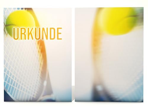 Urkundenpapier Tennis | beidseitig mit 2 Designs | für Urkunden, Zertifikate | DIN A4 190g/qm | kostenlose Druckvorlagen | modernes Design | Blanko Urkunde (50)