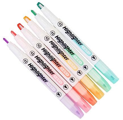 CAXUSD 6stücke Teiliges Dual-ended Textmarker Mit Transparentem Fenster Fein Und Breit Präziser Highlighter Für Studenten Vielseitig Einsetzbar Leuchtende Farben Klare Spitze Für Exaktes