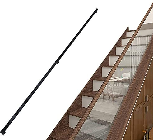 Treppenhandlauf, Moderne Treppengeländergeländer Treppengeländer, Schwarze Metallschmiedeeisen-Vierkantrohre Handläufe Treppen Wandmontagebalustraden (Größe: 13 FT) (3,3 FT)