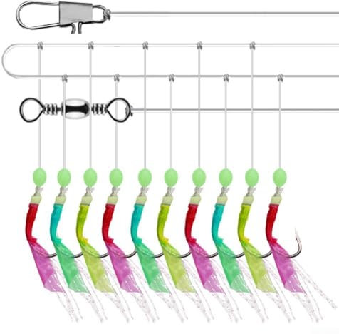 Fangen Sie mehr Makrelen und Hering mit Sabikis Rigs Bait 10 Haken Angelset (10#)