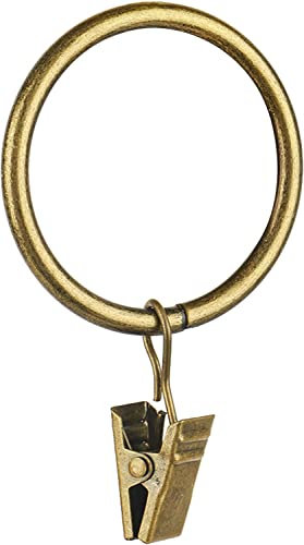 Lot de 40 anneaux à rideaux pour tringle à rideaux - Anneaux en laiton antique avec clips - Diamètre intérieur - Pour salle de bain, salon et chambre d'amis (5,1 cm)