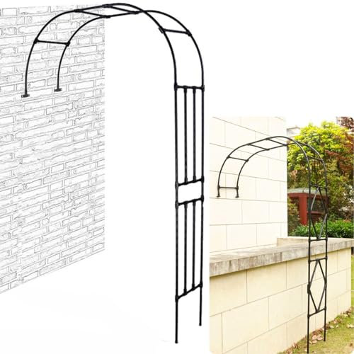 Halber Bogen Rosenbogen Rankgitter Garten Rankhilfe Metall Wedding Trellis,1.2m-2.8m Wall Trellis Archway Climbing Roses,Weatherproof Vine Arch for Climbing Plants,Roses 150x240cm/4.9x7.9ft Black