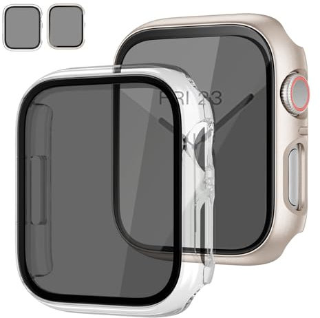 2 Piezas Protector para Apple Watch Series 9/8/7/SE2/SE/6/5/4 40mm 41mm 44mm 45mm,Funda Rígidos Pantalla Privacidad Vidrio Templado Protección Antiespía,Estuche Prueba de Golpes para Apple Watch