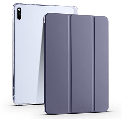 Protección de tabletas Compatible con Huawei MatePad 10.4 (2022/2021), funda protectora delgada y ligera, funda inteligente a prueba de golpes con carcasa trasera transparente con portalápices, encend
