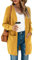 TASAMO Womens Cardigans Open Front with Pockets Side Split Draped Casual Knit Sweaters(Large, Turmeric)