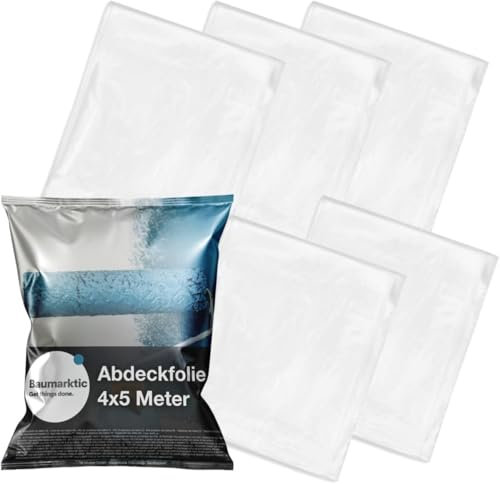 24x Malerplane 4x5 meter - Abdeckfolie - transparent & extra stark - als Malerfolie & Malervlies - Abdeckplane für Umzug & Renovierung