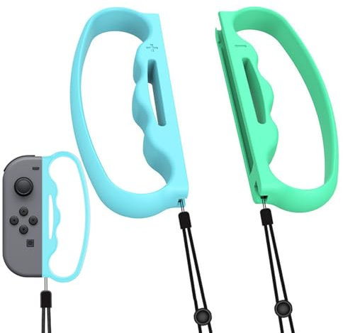 Box Griff mit Handschlaufen Joy-Con Gamepad Griff Lock Handgelenkschlaufe Lanyard Game Handle Connector,1 Paar Boxgriffe mit Handschlaufen für Nintendo Switch Joy-Con Fitness Boxen (Grün Blau)