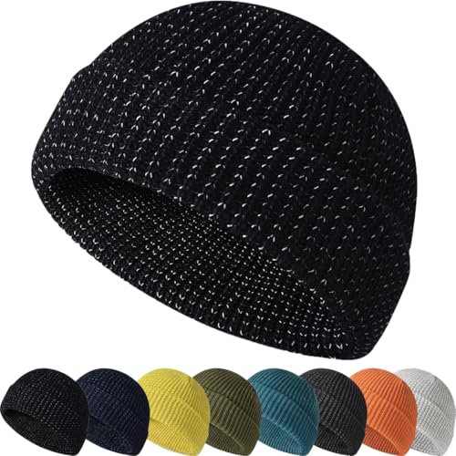 ToatlHeal Flex Beanie 2.0 - Unisex, Weflexus Reflective Beanie, Selected Wool Highly Reflective Fiber Knitted Hat Stay Warm and Visible (Black)