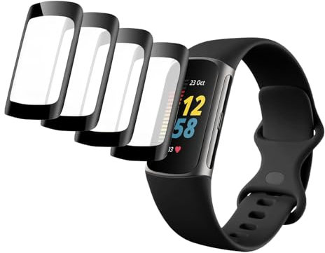 4 Pièces Protecteurs d'écran pour Fit Bit Charge 6, HD Smartwatch Protection Écran, Films d'écran Haute Sensibilité, Film de Protection TPU pour Montres Connectées, Couverture Complète Incurvée 3D