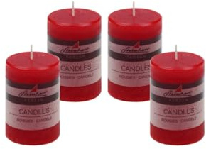 4er Set Adventskranzkerzen Raureif Rubin Rot 80/58 mm durchgefärbte Trend-Kerzen