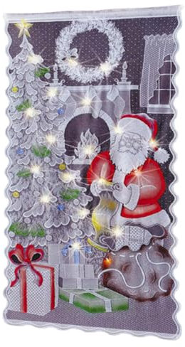 Proypiax Weihnachts Vorhänge, Spitze Vorhänge Scheibengardine Weihnachten Deko Weihnachtsvorhang Tüll Fenster Behandlung Christmas Lace Curtains Pattern