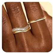 LOLIAS 3 Stück Goldringe für Damen 14 Karat Vergoldete Stapelbare Ringe Set Trendige Zirkonia Ringe für Damen Hochzeit Verlobungsbänder Statement Fingerring Hypoallergene für Damen