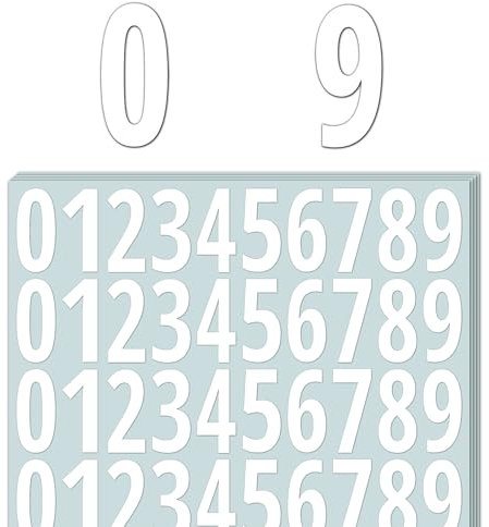600 Pieces, 50mm - Number Stickers, Waterproof Vinyl Stick On Numbers, Door Sticky Numbers - White