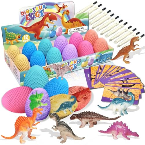 Joozmui Dino Ausgrabungsset für Kinder, Osterei Dekorationsset Ei Dinosaurier Spielzeug ab 4-10 Jahre Junge Spielzeug Figuren Geschenk Gemalte Deko Ostereier für Kinder