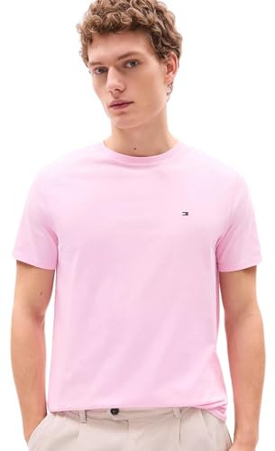 Tommy Hilfiger T-shirt à col rond pour homme, coupe classique, manches courtes, couleur unie, Classic Rose, Taille XL