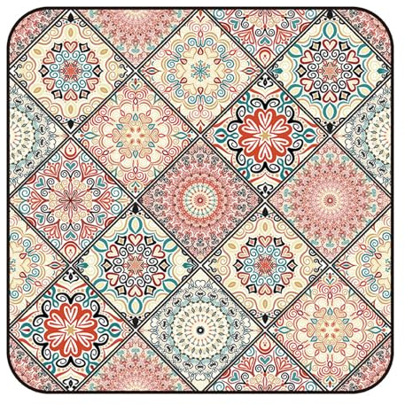 Hearda 3D Mandala Druck Faltbar Picknickdecke, Picknickdecke Wasserdicht Isoliert Sandfrei, Outdoor Groß Klein Strandmatte, für Picknick, Strand Camping Teppich (Rosa,150x150cm)