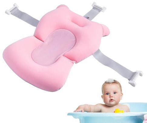 Réducteur De Baignoire Pour Bébé, Coussin De Bain Bebe Baignoire, Tapis De Bain Antidérapant Support Siège De Bain, Coussin Flottant De Baignoire De 0 À 18 Mois, 3 Points Fixe, Antidérapant