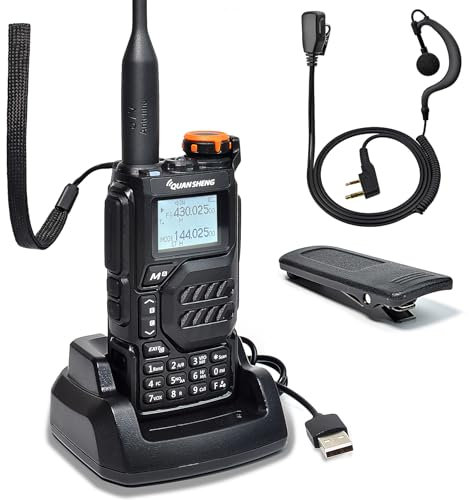 Quansheng UV-K5 VHF UHF portatile Walkie Talkie Radio ricaricabile a due vie per studio/esterno/auto (con auricolare a forma di G)