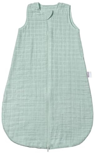MAKIAN Baby Sommerschlafsack Musselin – Leichter Schlafsack aus 100% Baumwolle – ärmellos, atmungsaktiv, TOG 1.0 – ÖkoTex Standard 100 – Frühling & Sommer - Mint - 60