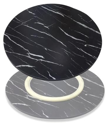 20 24 32 40 Large Rotating Serving Tray for Dining Table, Solid Wood Round Lazy Susan Turntable, Rotatable Wooden Serving Plate for Restaurant Kitchen, Easy to Clean(Black marble,50cm(20inch))