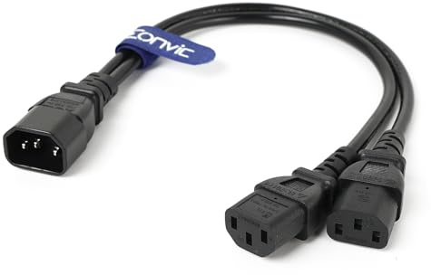 Eonvic IEC 320 C14 auf 2xC13 Netzkabel, Stecker C14 auf 2xC13 Netzkabel IEC-320 Power Y Type Splitter Adapterkabel 250V 10A 40CM
