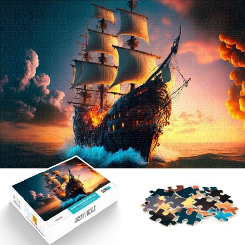Spiele Spielzeug Geschenk Piratenschiff Puzzle 1000 Teile für Jugendliche 38x52cm Lernspiel für Geburtstag, Weihnachten für ab 14 Jahren