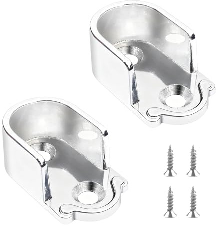 2 Pcs Wardrobe Rail Bracket,U Shaped Brackets for Wardrobe Shower Bathroom | Quality Zinc Alloy,Inner Diameter Of 0.8,Wardrobe Rail Support Come with Screws Fit Diy Coat Rack, Home Organization