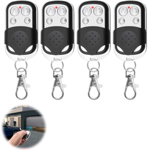 4PCS 433MHz Universal Garage Door Remote Control Wireless Copy Remotes | Automatic Remote Control with Key Cover Slide Fob 4 Buttons Gate Remotes for Roller Shutter Car Electric Gates Garage Doors
