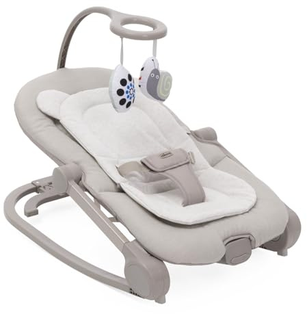 Chicco Wippe Mia 2-in-1, Babywippe und Hochstuhl, Einlage aus Bio-Baumwolle, Wendbare Spielleiste, Musik und Vibration, Schaukel- oder feste Modus, Ab 0 Monaten