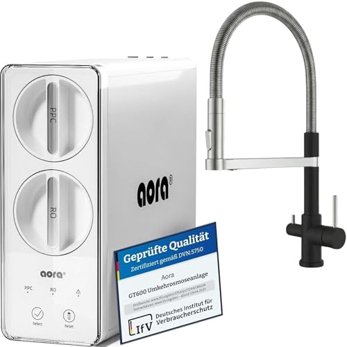 AORA GT600 Umkehrosmoseanlage Untertisch – tankloser Trinkwasserfilter – 8 Stufen Filtration RO System – 3-Wege-Armatur – 3 Sekunden Filterwechsel – Osmoseanlage reines Wasser | STATEMENT Schwarz