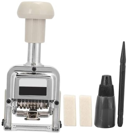 MotiveTech Timbro numeratore automatico, portatile, in metallo, per attrezzature da ufficio professionali, per numeri di serie, numeri, 5 Cifre