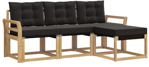 vidaXL Outdoor-Sofagarnitur mit Kissen 4 pcs Weiß und Schwarz, Garten-Sofa, modernes Lounge-Set für draußen, haltbar, gemütliche Terrasse-Sitze für jeden Anlass