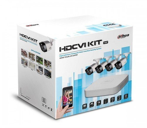 Dahua HAC-KIT002 HDCVI Videoüberwachungskit mit DVR 8 Kanäle, 4 feste IR 720P Kameras und 1 HD 1 Tb, Netzteil und Kabel