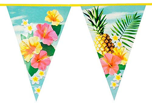 Boland 52480 - Paradise Girlande, Wimpelkette, mehrfarbig, Blumen, Ananas, Dekoration, Garten Party, Beach Party, Tropical, Sommer, Mottoparty
