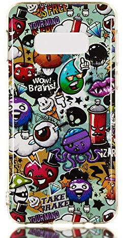 DasKAn Leuchtend Silikon Hülle für Samsung Galaxy S10,Fluoreszierend Licht im Dunkeln Lustiges Graffiti Bunt Muster Ultra Dünn Weich Gummi Rückseite Handytasche Stoßfest Flexibel TPU Schutzhülle,#2