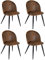 Esszimmerstuhl, 4er-Set moderne Küchenstühle aus Wildleder mit weicher Polsterung Große Rückenlehne Robuste Metallstruktur, kratzfeste Fußmatten Design Esszimmer-Seitenstühle Einfache Montage, Braun