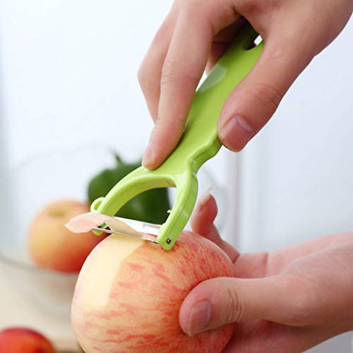 Chenzinan Paring Slicer, Candy Color Potato Peeler, Multi-Function Kitchen Plastic Handle Paring Knife, Melon Fruit Planer (Color : Green)