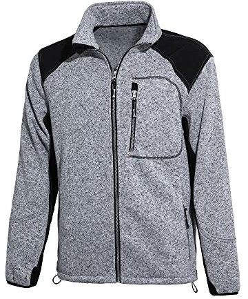 WORK IDEA - Giacca in pile da uomo, in pile, traspirante, per attività all'aria aperta, calda e leggera, con chiusura lampo grigio chiaro