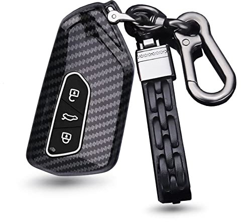 ontto ABS Autoschlüssel Hülle Passt für VW Golf 8 R GTI ID.3 ID.4 ID.6X Seat Leon MK4 Skoda Octavia Enyaq 2020-2022 Autofernbedienung Cover Schlüsselanhänger Schlüsselhülle Schlüsselbox-Schwarz