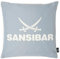 Sansibar Sylt Dekokissen »Outdoor Kissen (1 Stück), Dekokissen Logodruck, 45x45 cm, mit Kissenfüllung, Wasser- und schmutzabweisend«, in- und Outdoor geeignet (Silber/Offwhite)