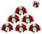 BLOSMON Blumenstrauß Blumengestecke Künstlich Deko Rose 10 Pcs Karminrot & Weiß Künstliche Blumenstrauss Blumen Tischdekoration Blumenkugel Valentinstag Rosenstrauss for Hochzeit Muttertagsgeschenk
