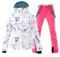 HOTIAN Damen Schneeanzug, Wasserdicht Winddicht Winter Warme Schnee Skifahren Sätze,für Wandern Klettern Isoliertes Snowboarden WH+PK L