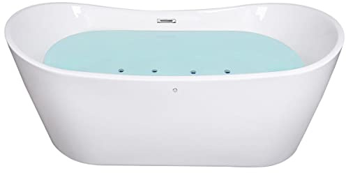 Supply24 since 2004 Whirlpool Badewanne Orlando (168x80 cm) – freistehend für 2 Personen – 8 Massagedüsen & LED Beleuchtung – ohne Armatur – Indoor Hot Tub Spa – Wellness für Zuhause
