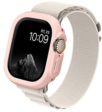 RhinoShield Bumper Case kompatibel mit Apple Watch Ultra 3 / Ultra 2 / Ultra [49 mm] | CrashGuard NX - Stoßdämpfende Schutzhülle im schlanken Design, rutschfest - Samtrosa