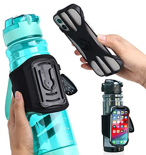 Palwin Gym 2 In 1 Wasserflaschenhalter, Dauerhaftigkeit Wasserflaschentasche Sport Wasserflaschenhülle Arm Lauftelefonhalter, Wasserflaschengurt Moderne 360° Gym Handyhalterung Wasserflaschenträger