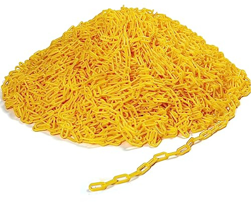 Geelin 600ft Yellow Plastic Chain Links Durable Safety Chain Barrier Weatherproof High Visibility for Crowd Control Parking Lot Driveway Garden Fence Construction Sites Indoor & Outdoor Event