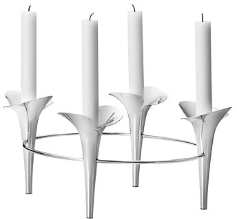 Georg Jensen Bloom Spitzkerzenhalter aus Edelstahl in Silber – stilvoller, hochglanzpolierter 4-Armiger Kerzenhalter – entworfen von Helle Damkjærs