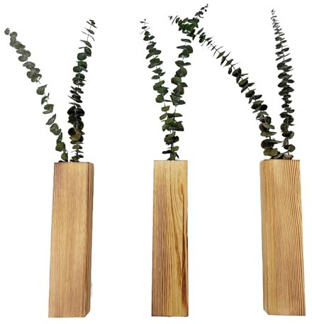 Suerhatcon 3 jarrones de pared de madera para interiores para colgar en la pared, jarrón de flores, contenedor para flores secas